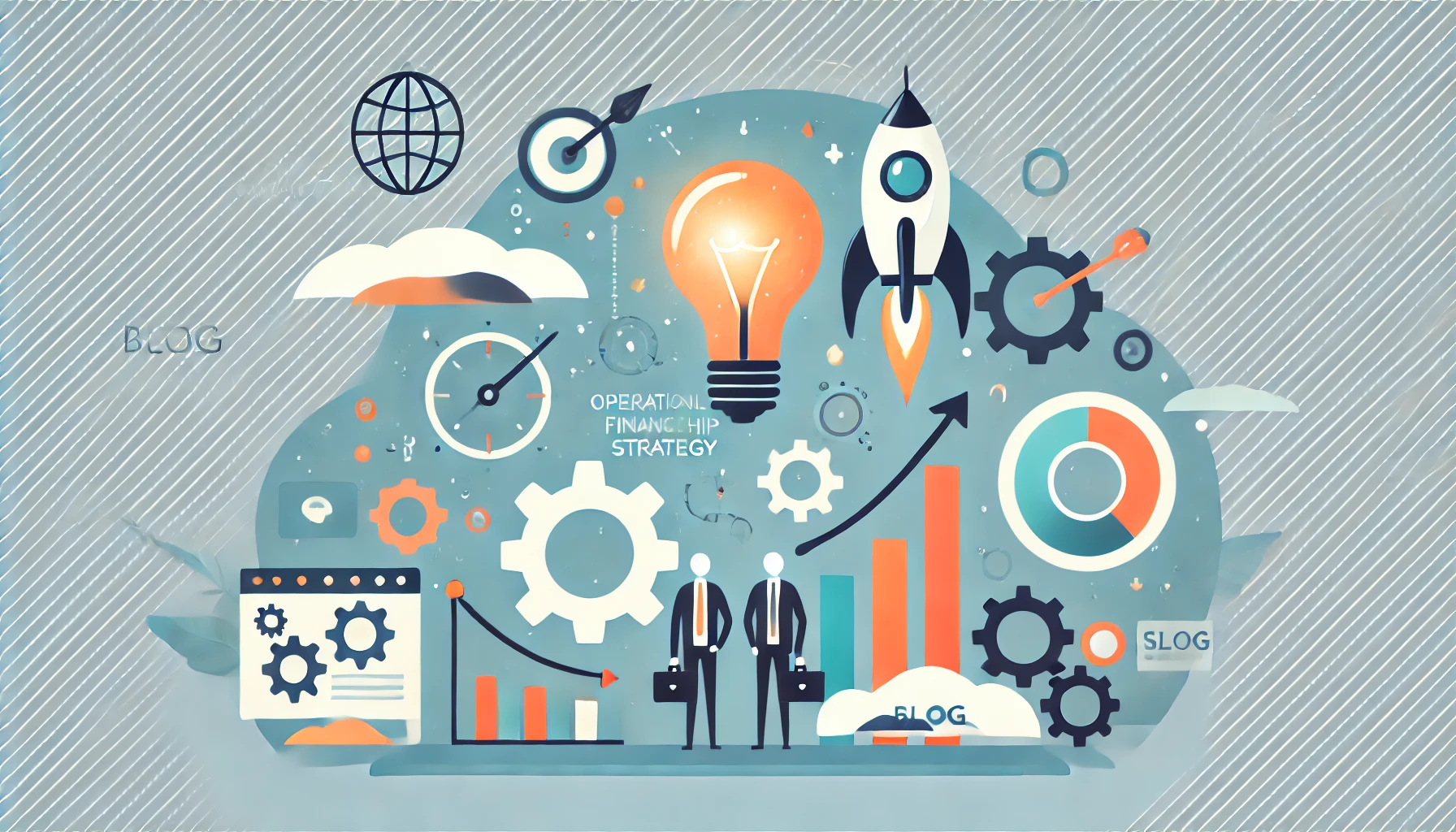 Entrepreneurship category showing images of gears, light bulb, rocket and charts