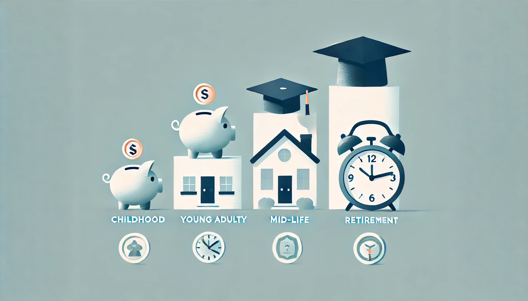 Finance by age showing different stages of wealth building