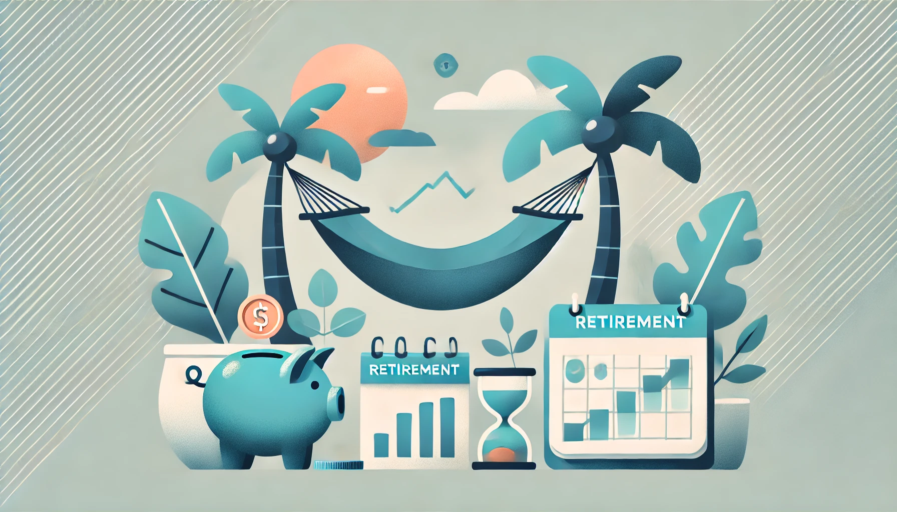 Retirement category showing images of hammock, sun, palm trees and retirement savings