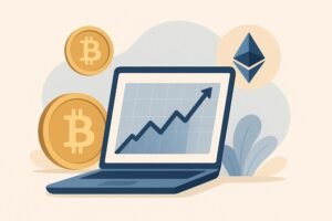 Laptop used for investing in crypto